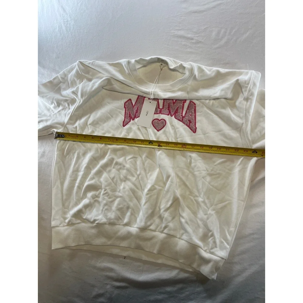 Mama Mini Matching‎ Sweatshirt Set White Rhinestone Heart Sparkle Pink Sz S L